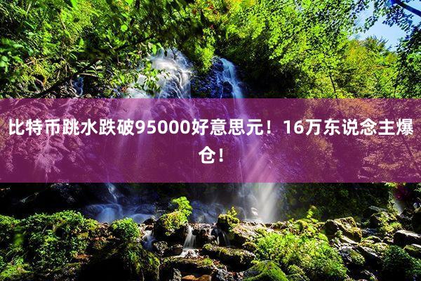比特币跳水跌破95000好意思元！16万东说念主爆仓！